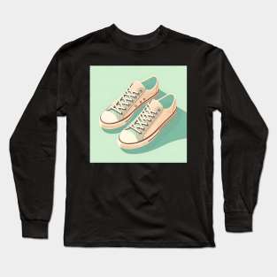 Retro sneakers in pastel hues, minimalist art Long Sleeve T-Shirt